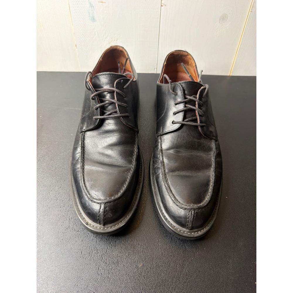 Johnston & Murphy Mens Black Leather Apron Toe Derby Shoes 20-7353 Size 10